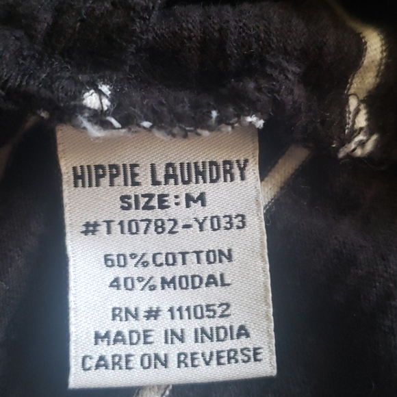 hippie laundry black white stripe tee vneck Size Medium - Picture 6 of 9